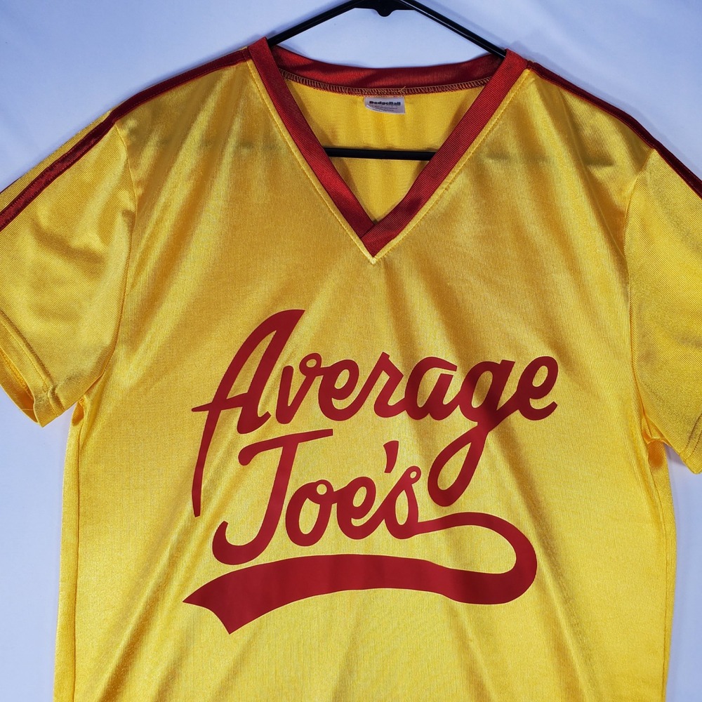Dodgeball Movie Average Joe's Gym Jersey Yellow Red V-Neck Mens Medium